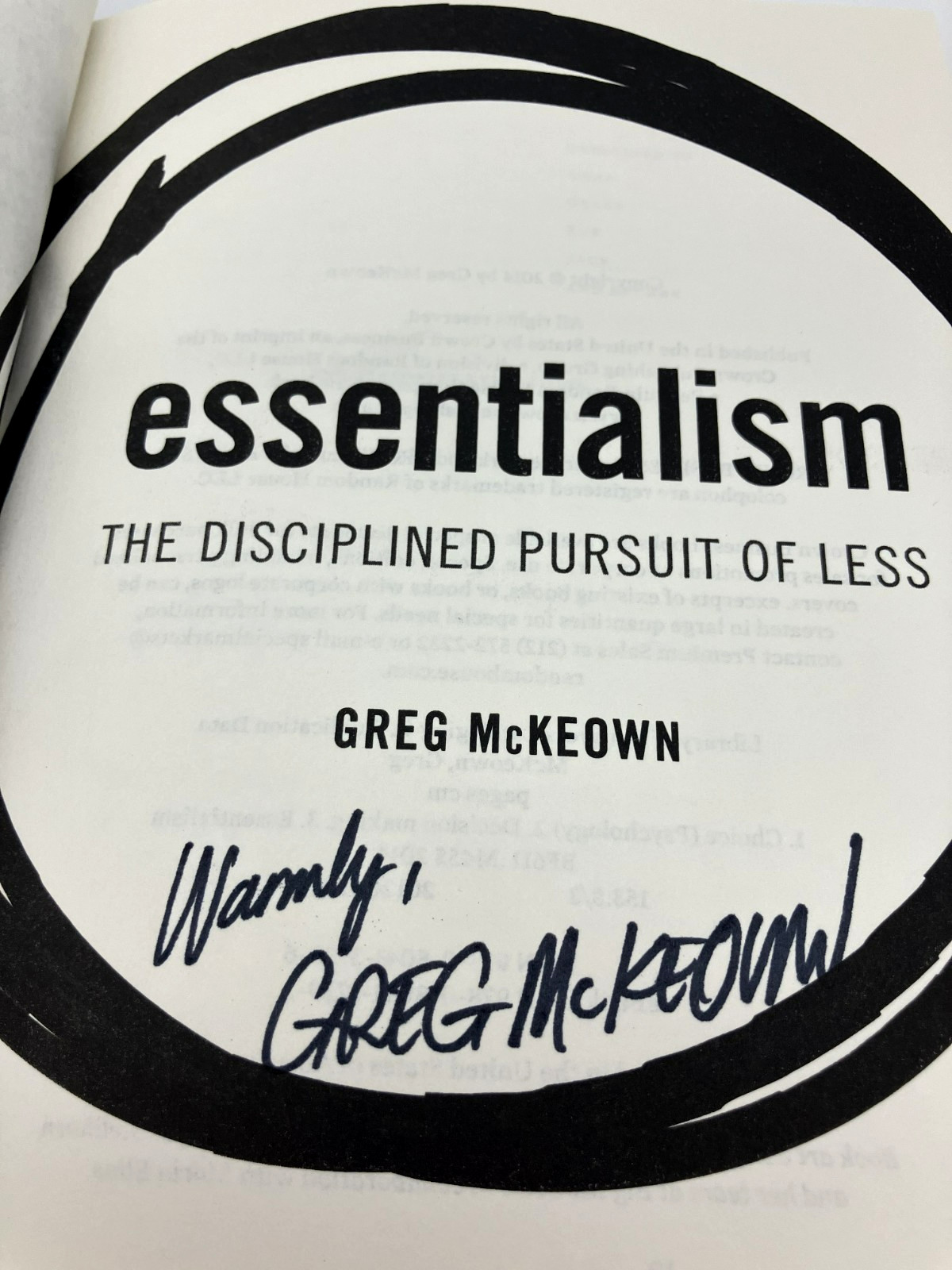 Signed 1st Ed Hardcover Essentialism Greg McKeown TheDisciplined Pursuit of Less