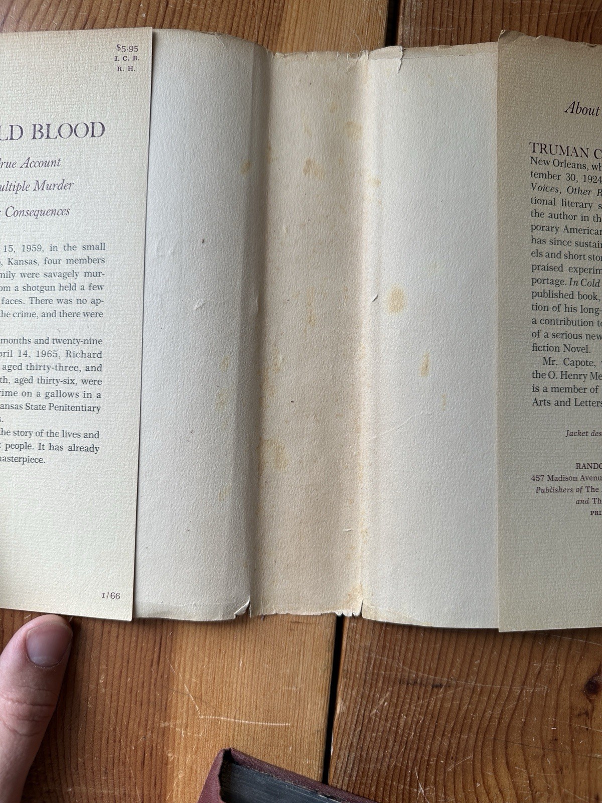 IN COLD BLOOD Truman Capote True 1st Edition FIRST PRINTING 1965 VERY GOOD w/DJ