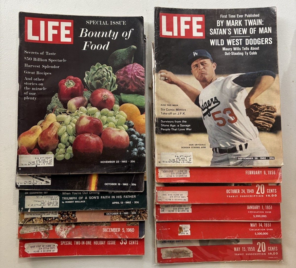 LIFE Magazine Mixed Lot (1949–1962) – 12 Issues ✨📰 Vintage Adverts – Americana