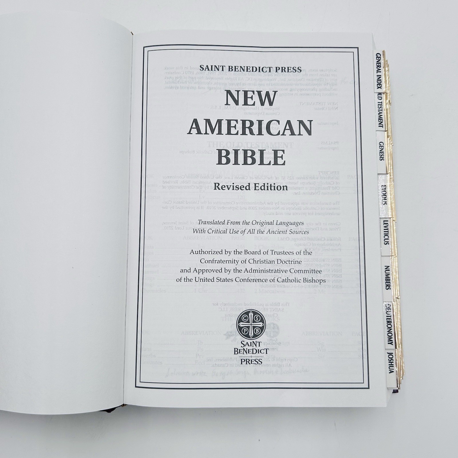 new Holy Bible : New American Bible, Burgundy, Hardcover Index Tab St Benedict