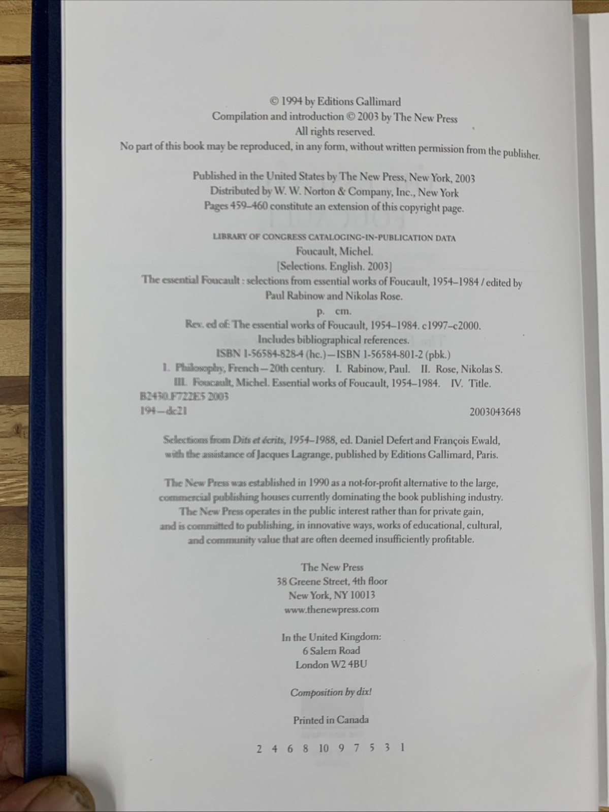 The Essential Foucault – 1954-1984 – HC – The New Press – 2003