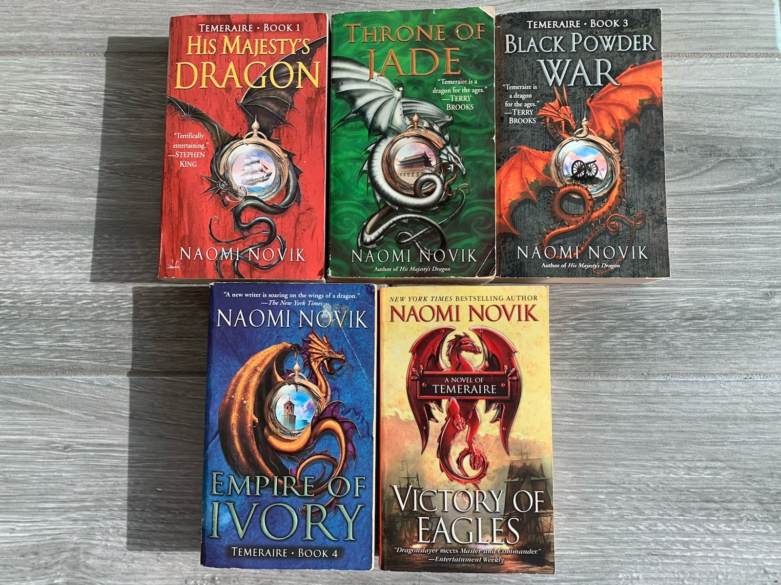 Naomi Novik Lot of 5 Temeraire Series #1-5 PB Books: Dragon Jade War Ivory Eagle