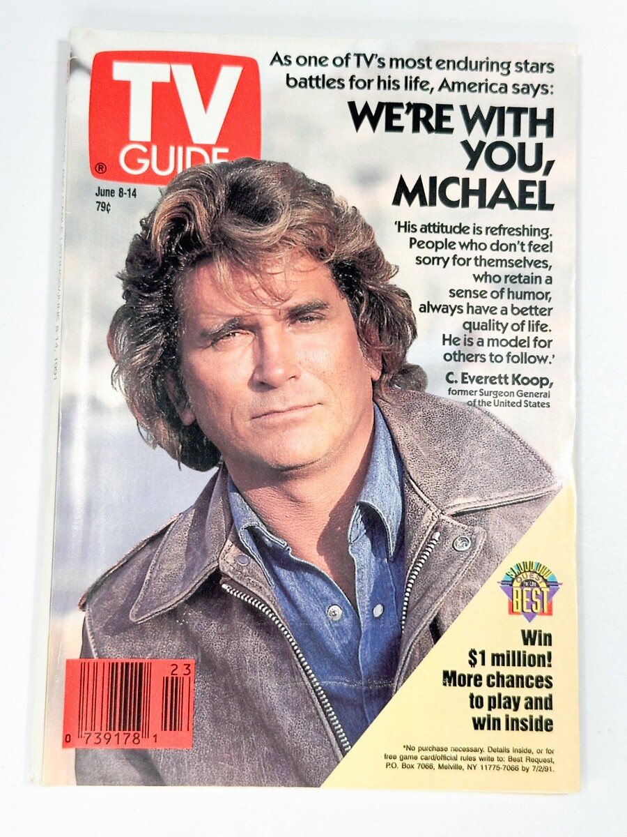TV Guide June 8 – 14 1991 Michael Landin’s battle with cancer, Arsenio Hall