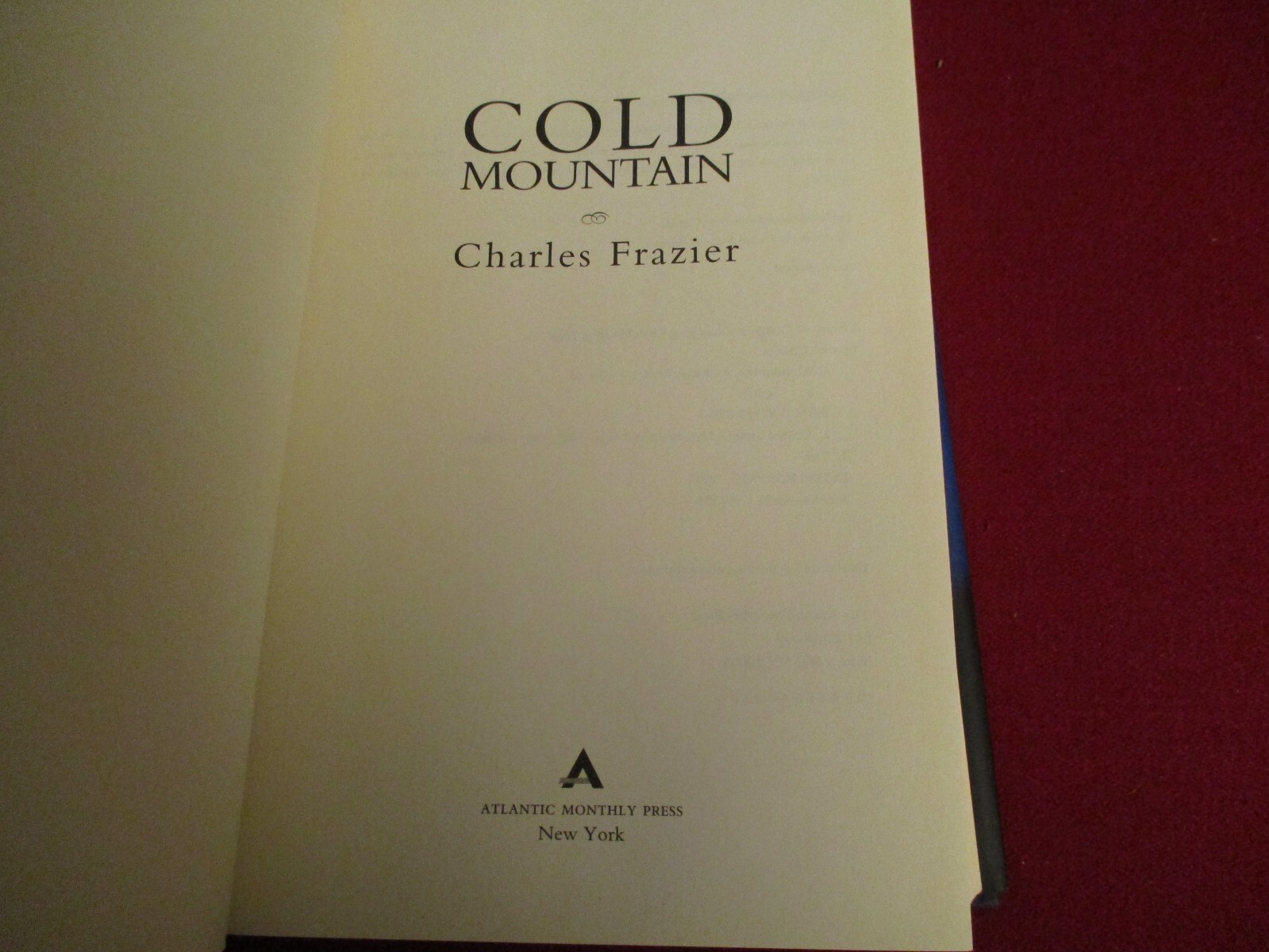 Cold Mountain by Charles Frazier (1997) 1st Printing ~ National Book Award