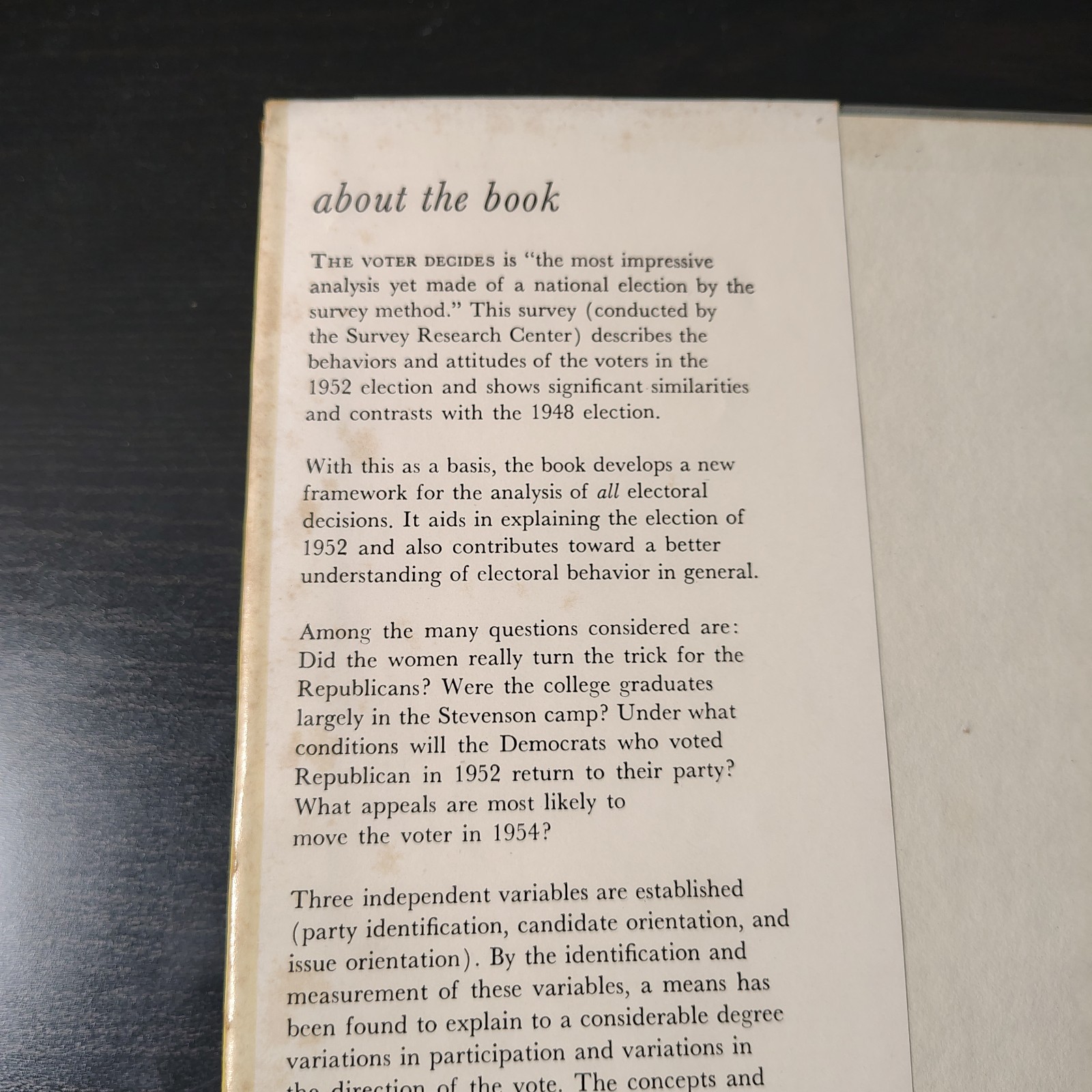 The Voter Decides by Campbell, Gurin & Miller (1954 Hardcover) Rare Vintage
