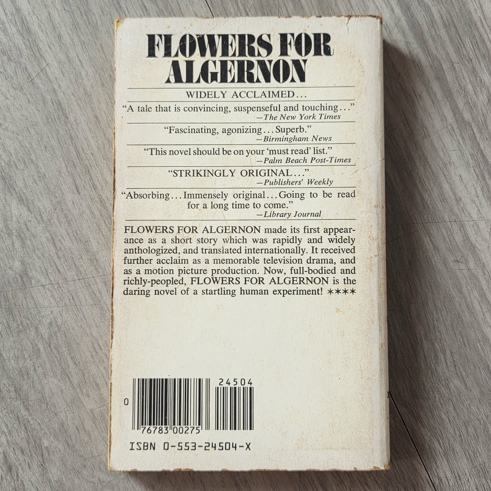 Flowers for Algernon by Daniel Keyes 1966 Paperback