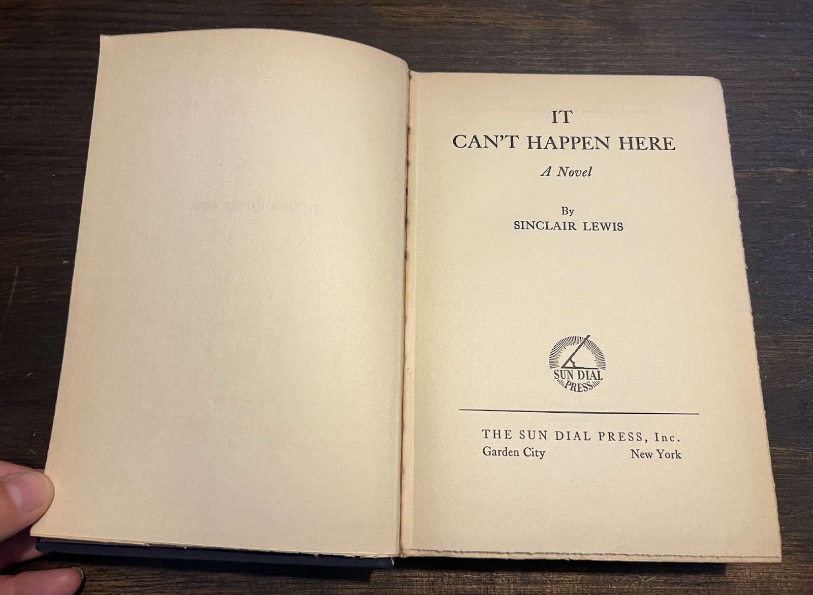 1935 “It Can’t Happen Here” by Sinclair Lewis Sun Dial Press Book 1st HB