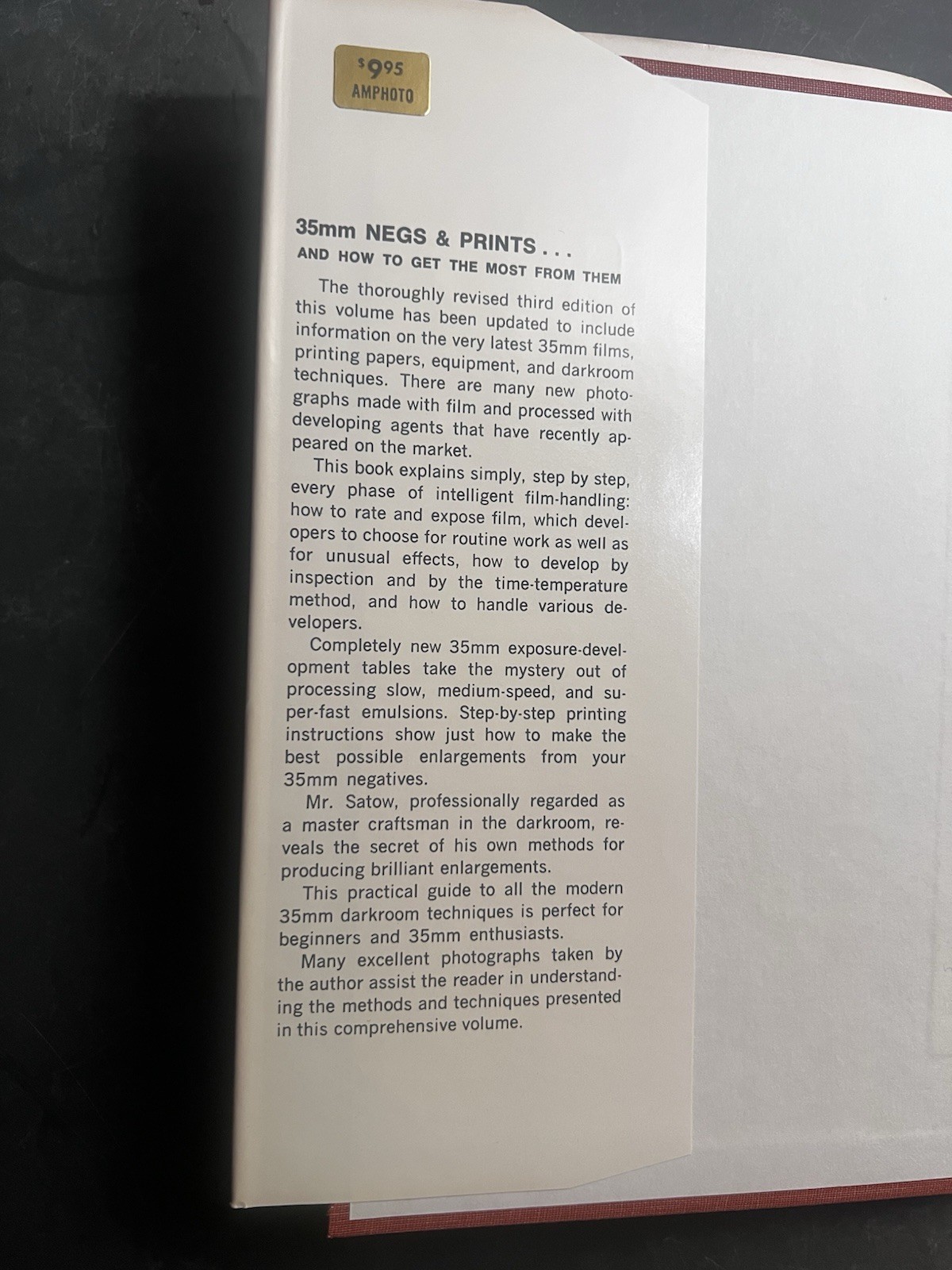 35 MM Negs & Prints Ernest Satow 1975 Darkroom Photography DYI How To Book