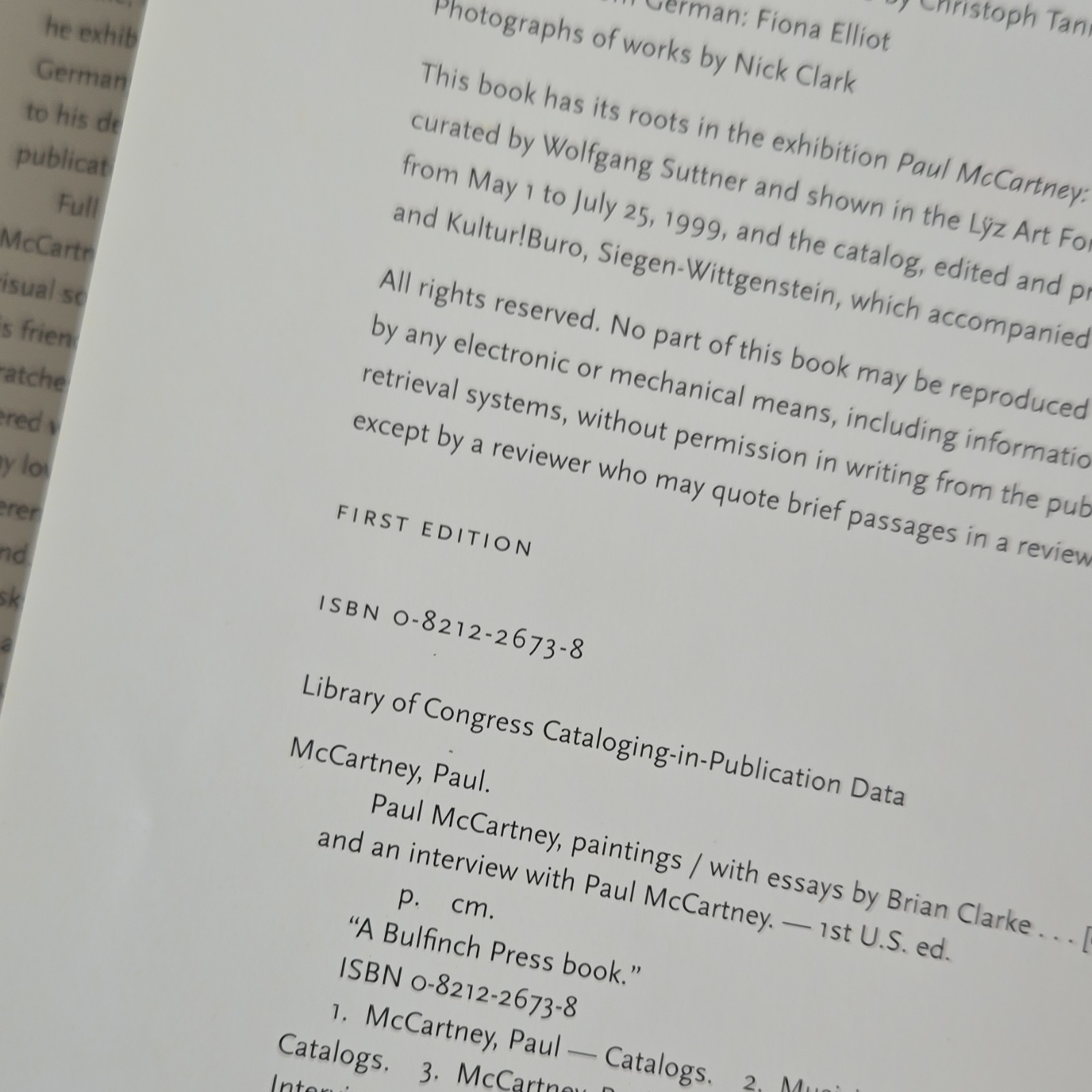 Paul McCartney Paul McCartney’s Paintings HC 2000 1st Ed Bulfinch DJ