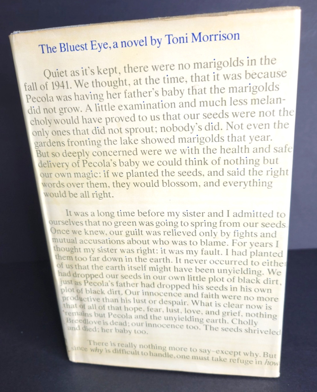 The Bluest Eye ~ Toni Morrison ~ 1970 First Edition & Printing in Dust Jacket