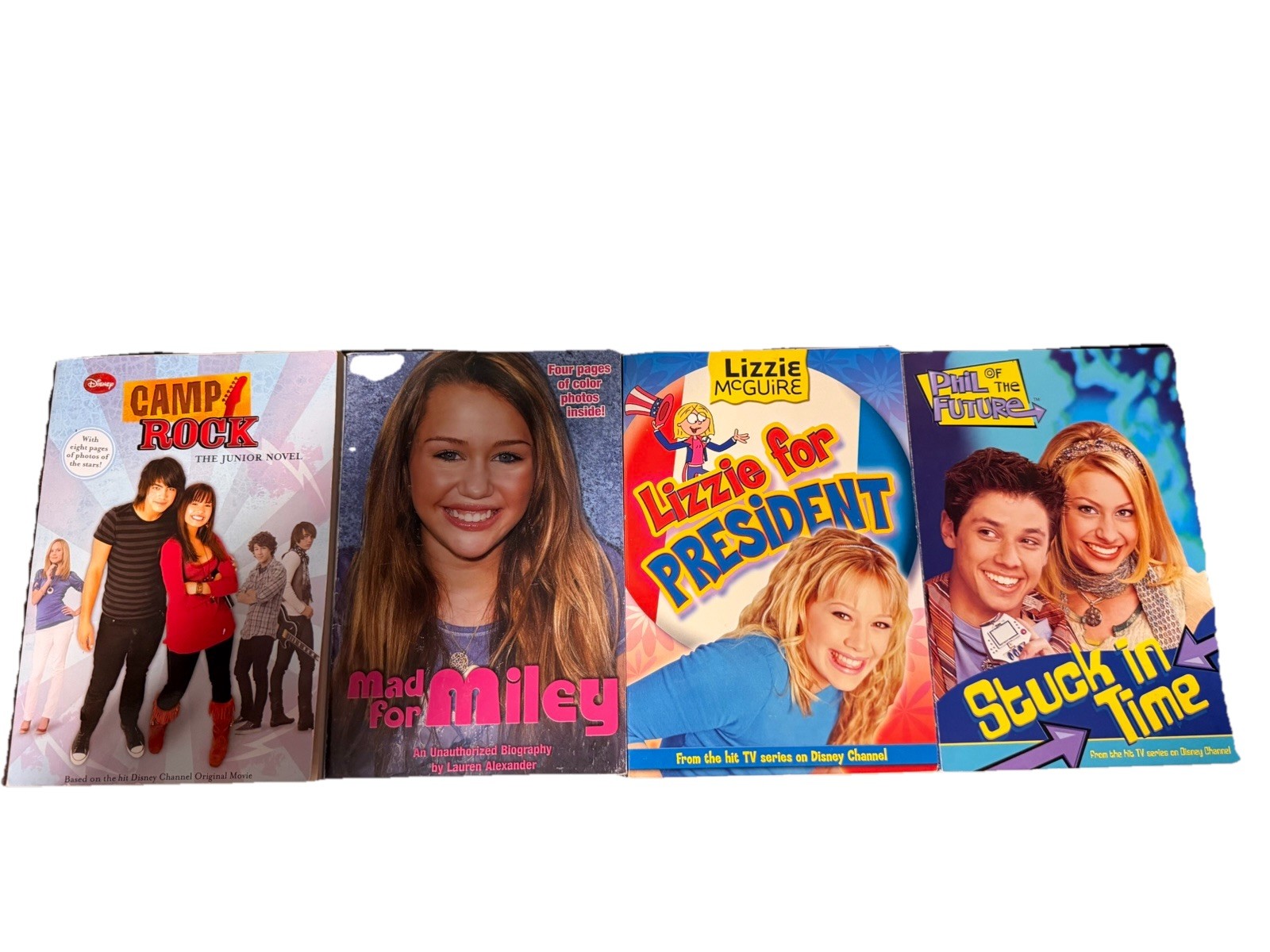 Lot of 4 Y2K 2000s Books – Miley, Lizzie McGuire, Phil Of The Future, Camp Rock