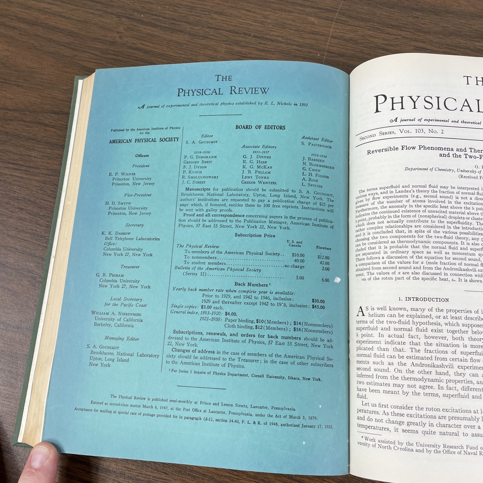 The Physical Review Journal 1956 Vol 103 1 – 838 American Physics Society