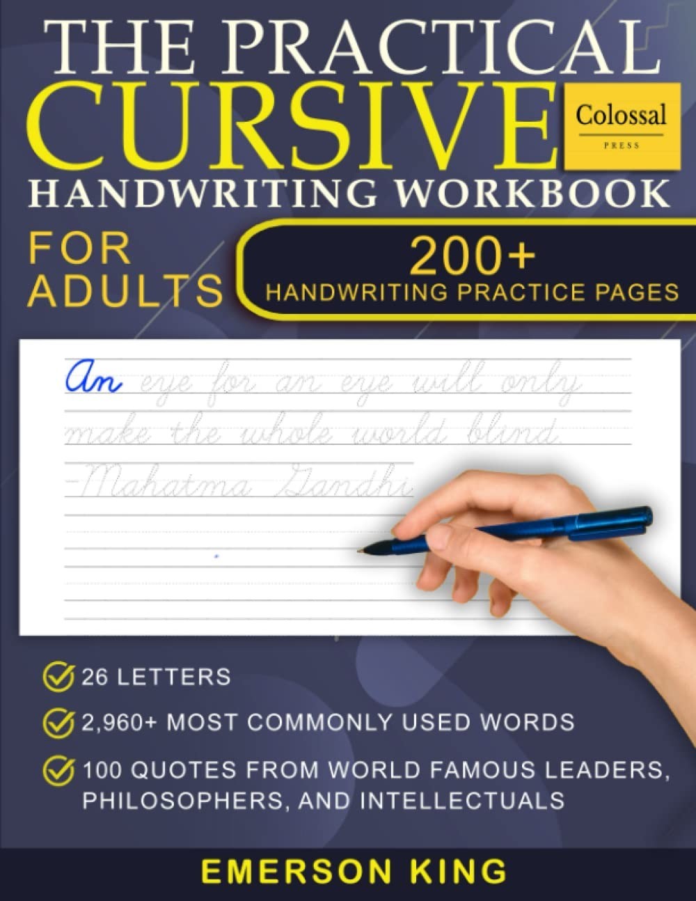 Cursive Handwriting Workbook for Adults – 200+ Pages of Handwriting Practice for