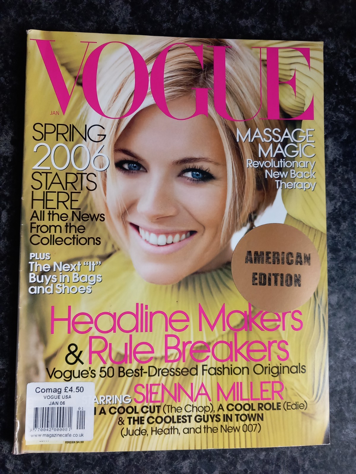 US Vogue – January 2006- Tidy Copy – SIENNA MILLER Cover – Gift Quality
