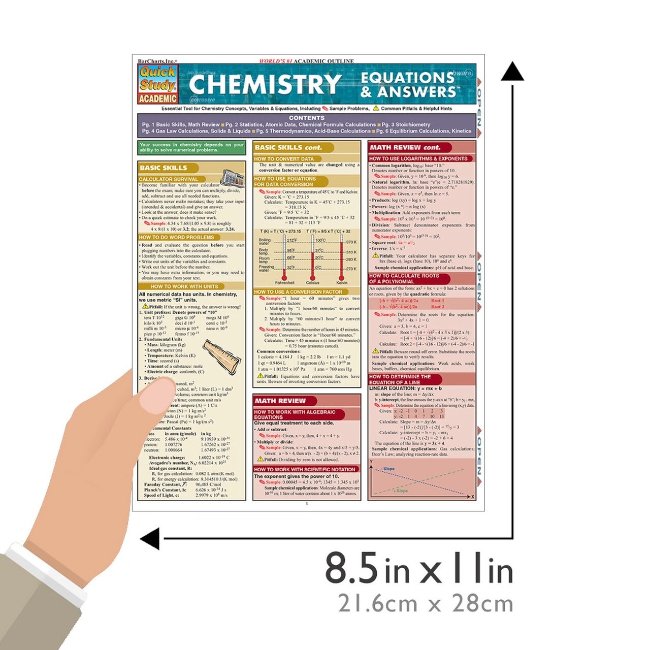 Chemistry Equations and Answers: Quick Study Refence Guide Tri-Fold Laminated