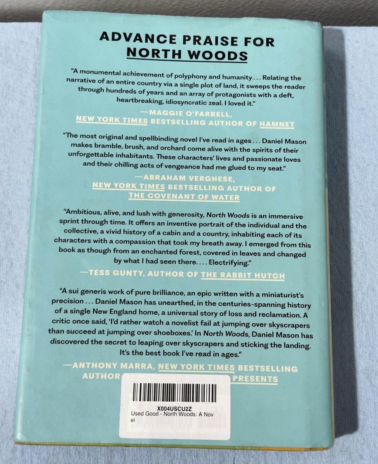 North Woods, Daniel Mason 2023 HCDJ 1st ed, 1st printing in Mylar, Fine