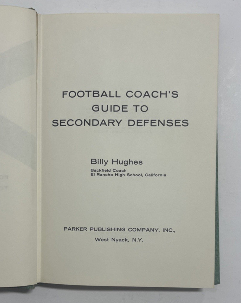 Scarce Football Coach’s Guide to Secondary Defenses 1964 Hughes 1st Ed HC DJ