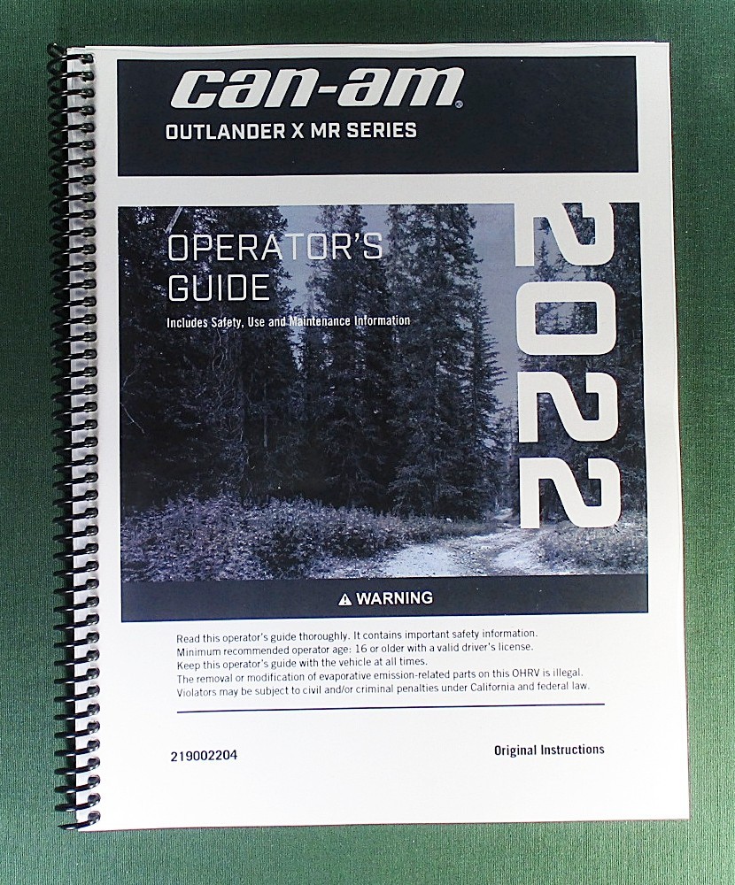2022 Can-Am Outlander X MR 650 Owner’s Manual: 236 Pages & Protective Covers