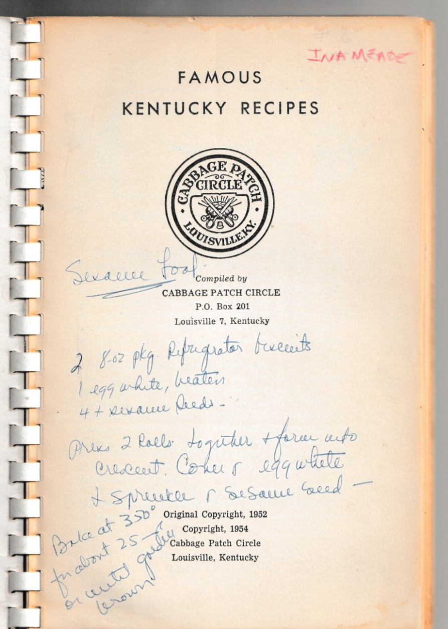 CABBAGE PATCH Famous Kentucky Recipes 1954 214 pages