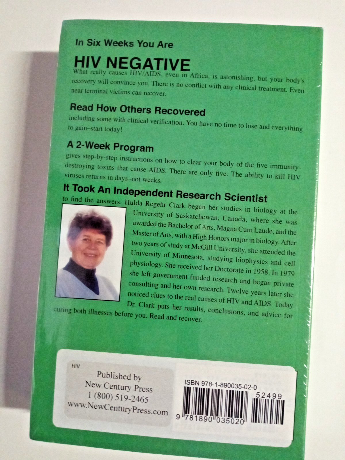 Cure for HIV and Aids : With over 75 Case Histories by Hulda Regehr Clark (1993,