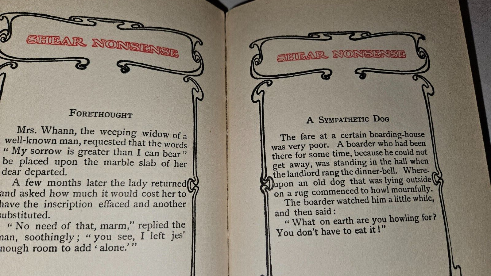 SHEAR NONSENSE – Vintage 1914 Hardcover Mirth-Provoking Stories 240 Pages