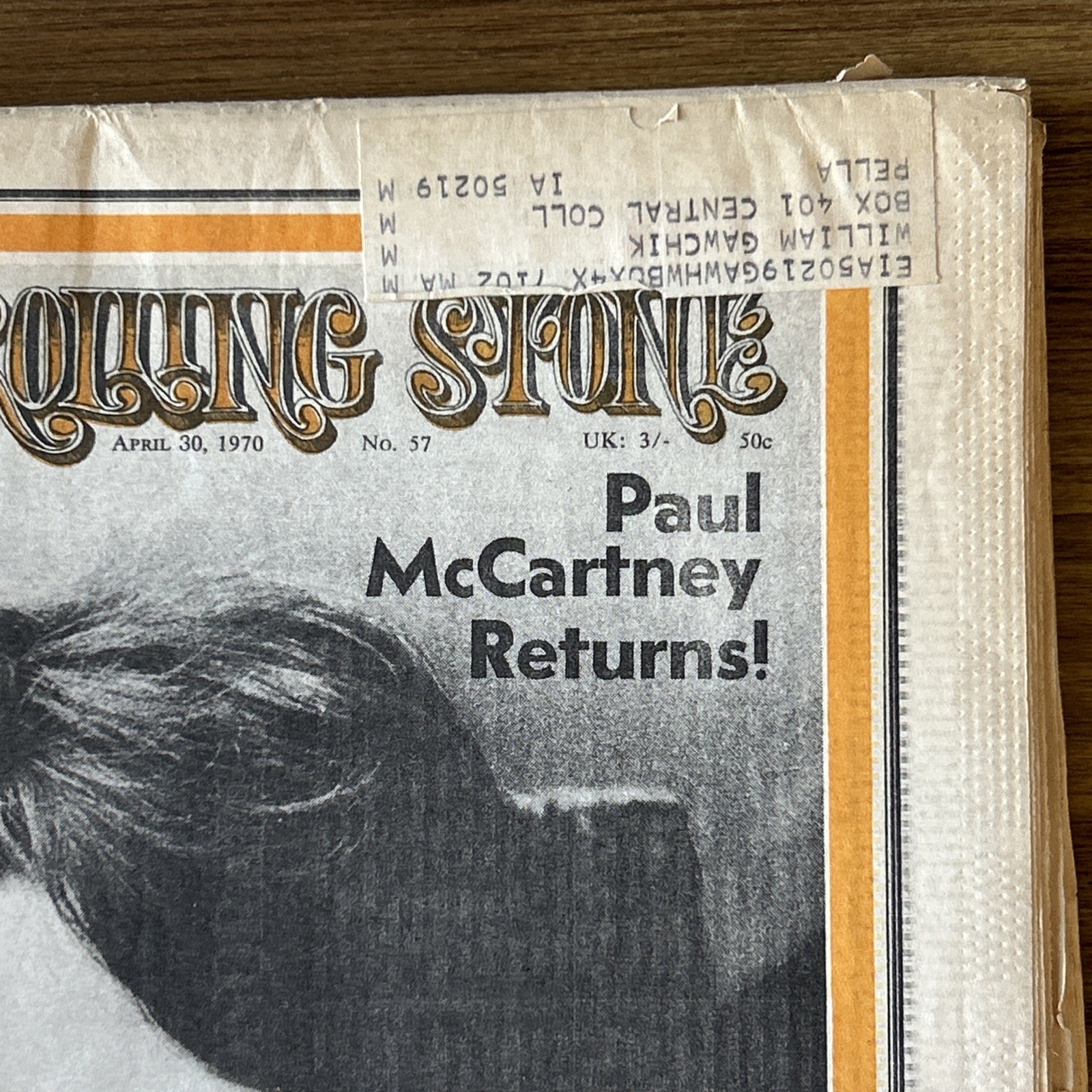 April 30, 1970 Rolling Stone Newspaper Magazine #57 Paul McCartney