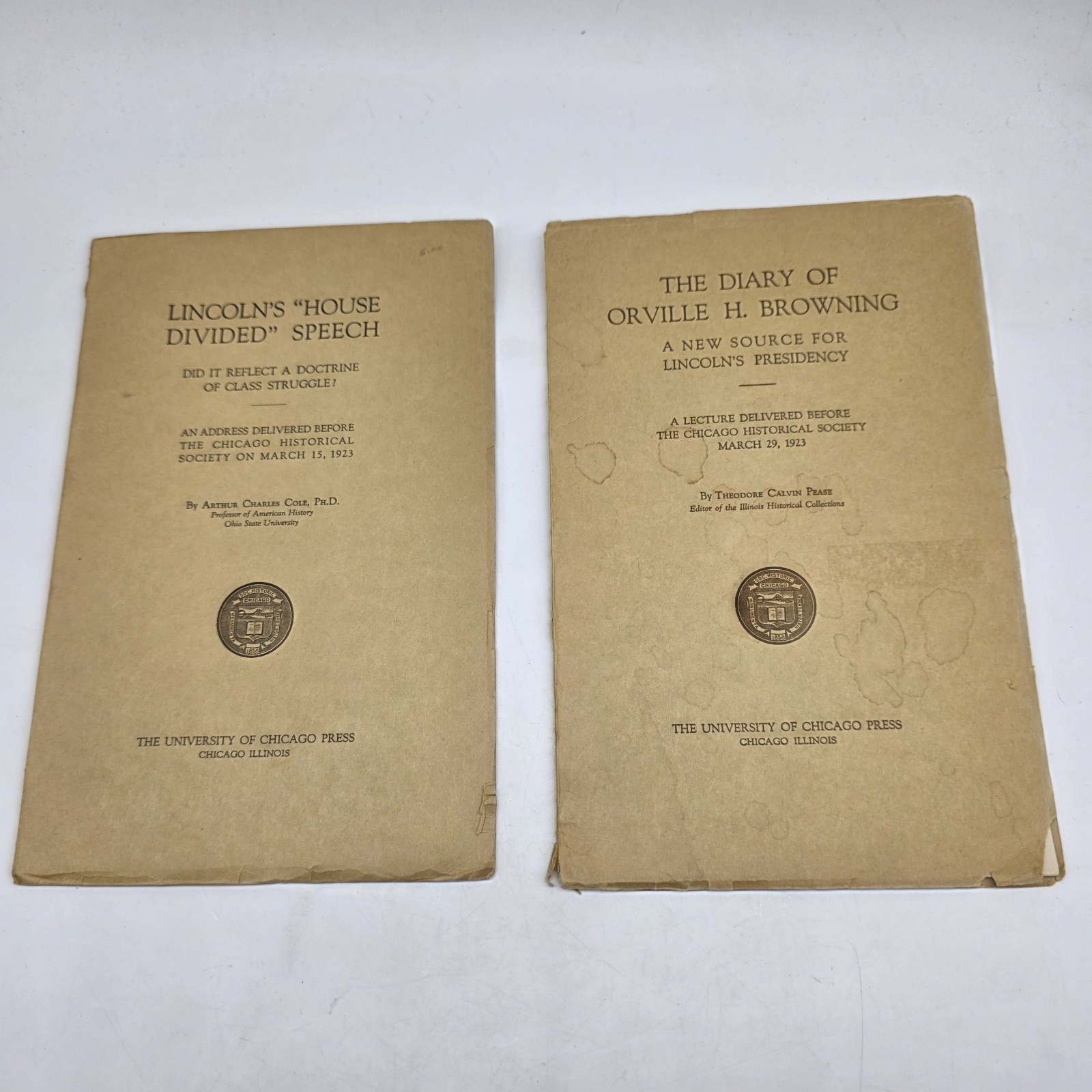 vtg 1923 Lincoln House Divided Speech + Browning Diary Chicago Historical…