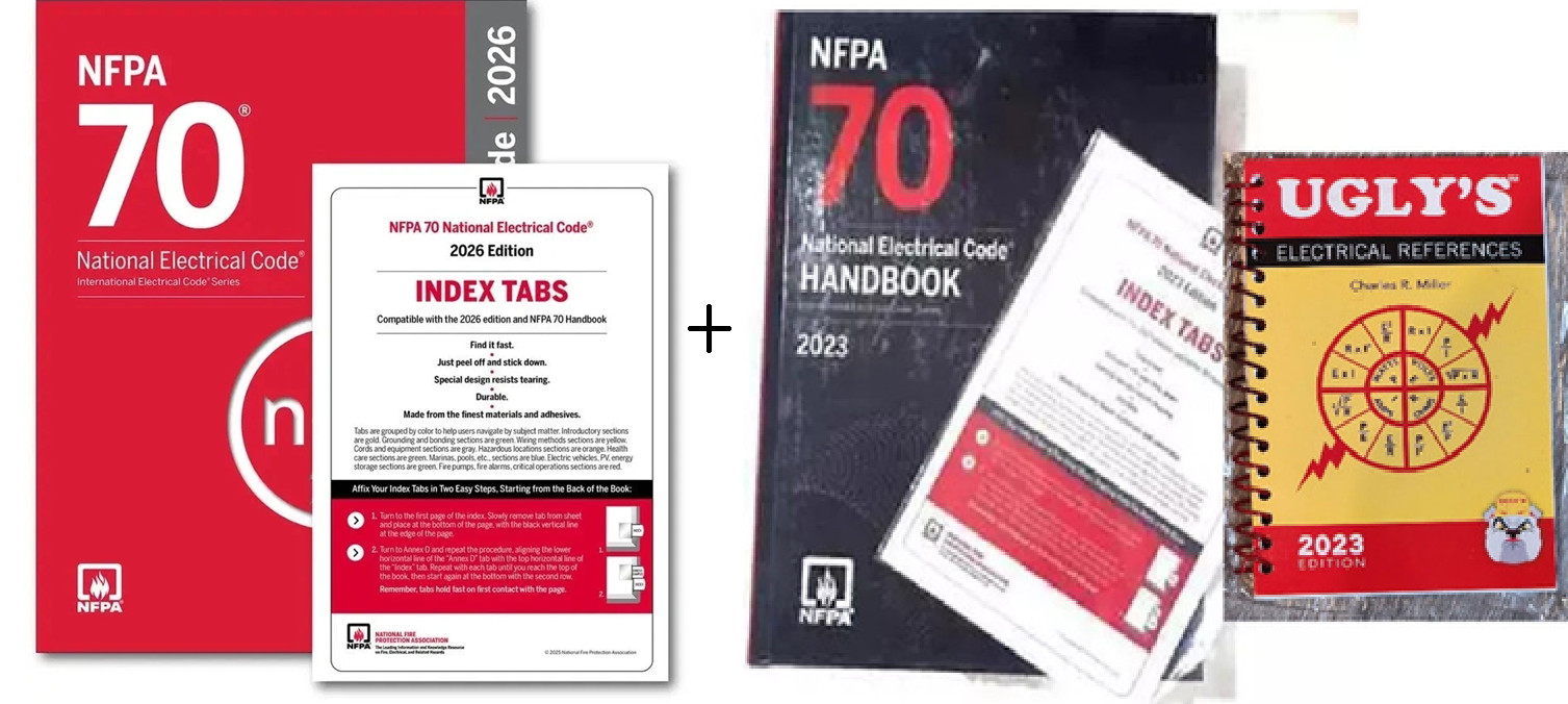 combo of nfpa 2026 + index tab + nfpa handbook 2023+ index tab + ugly electri.