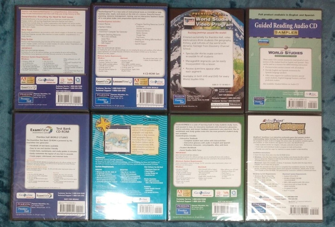 Pearson Education, Inc. Prentice Hall World Studies Home School Lot of 8 CD-ROM