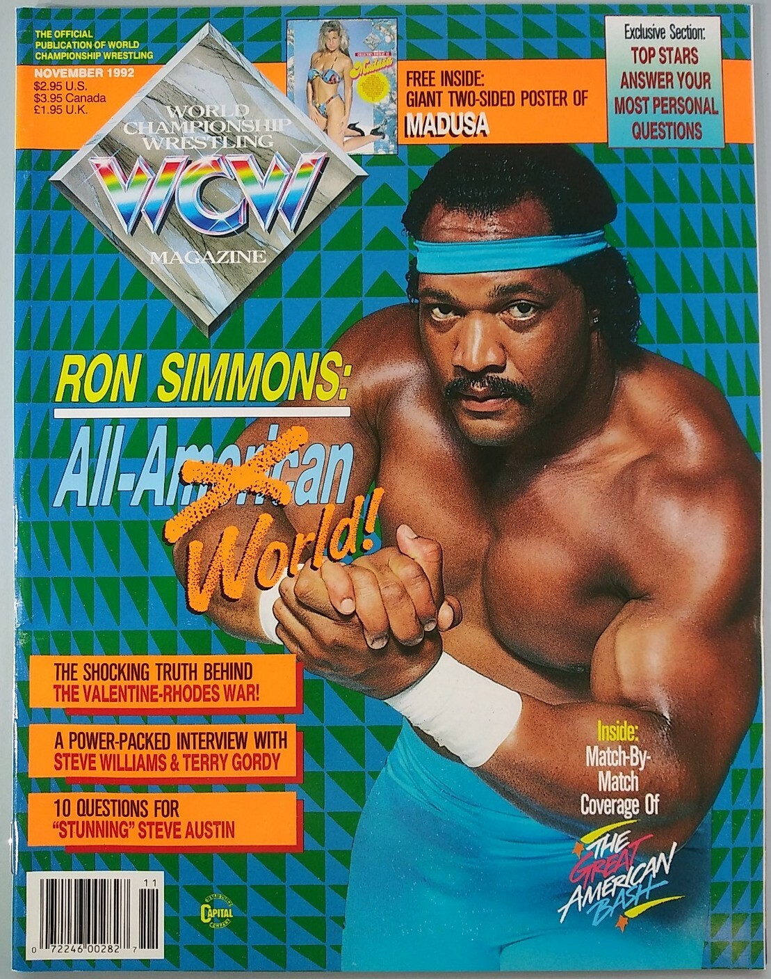 WCW MAGAZINE November 1992 Ron Simmons Madusa WWF PWI