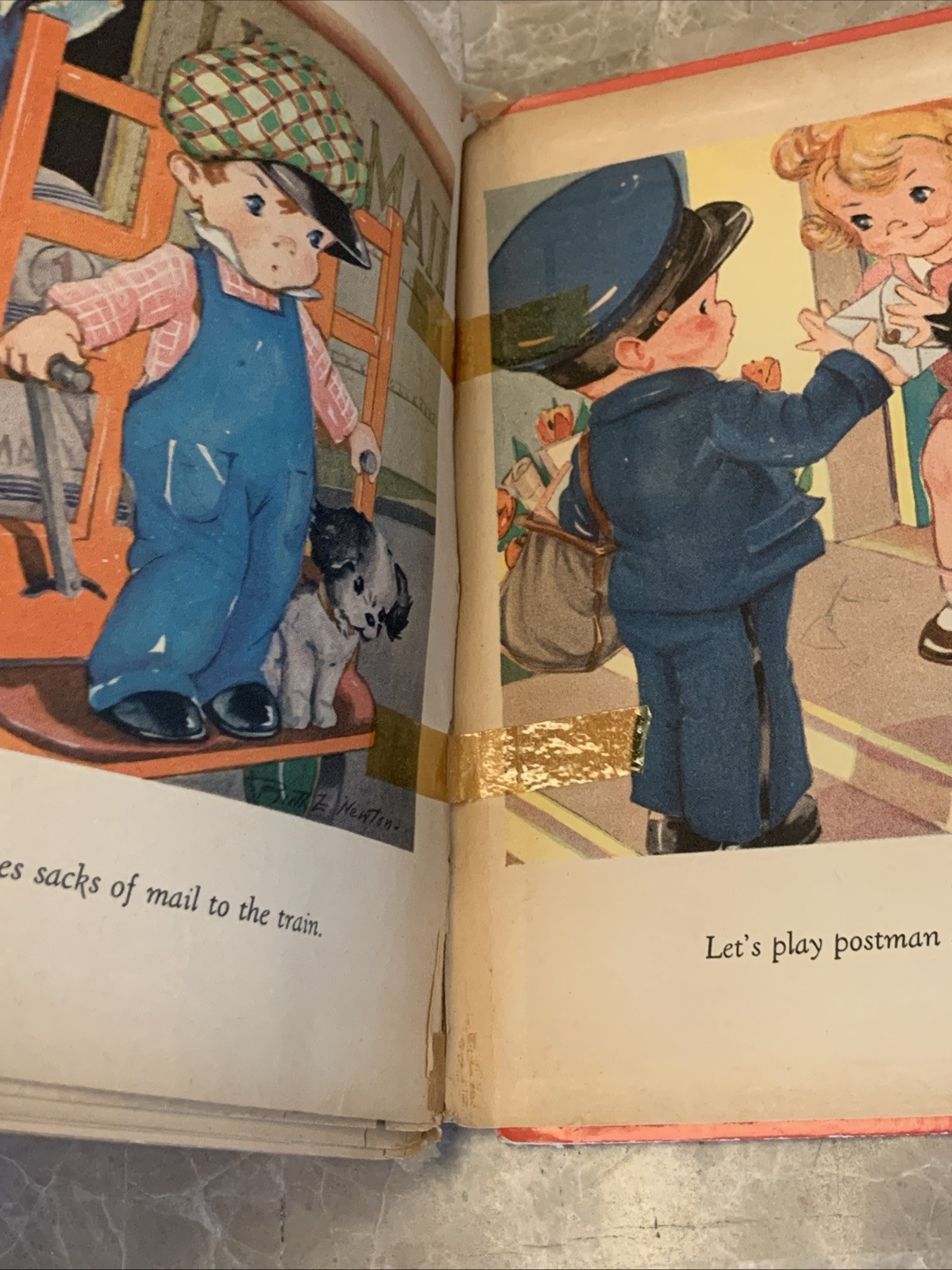Let’s Play Postman Vintage 1939 Hardcover Children’s Book Whitman Publishing