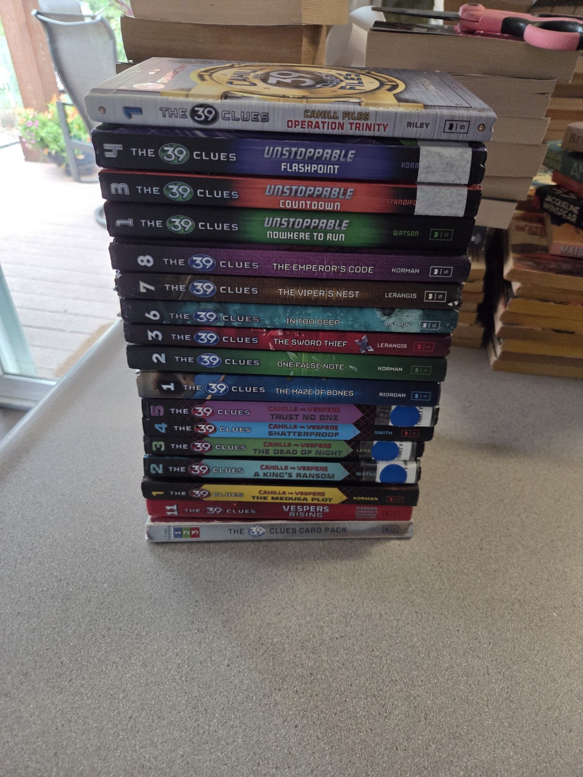 39 Clues. 16 Book Lot. Mixed Series 1 Card Pack Replacement Set. Most Cards Gone
