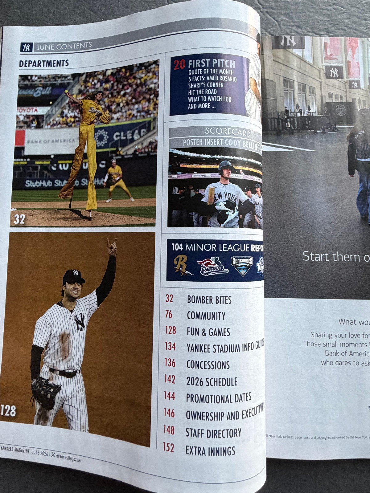 New York Yankees Magazine June 2026 Ben Rice, Aaron Judge, John Sterling