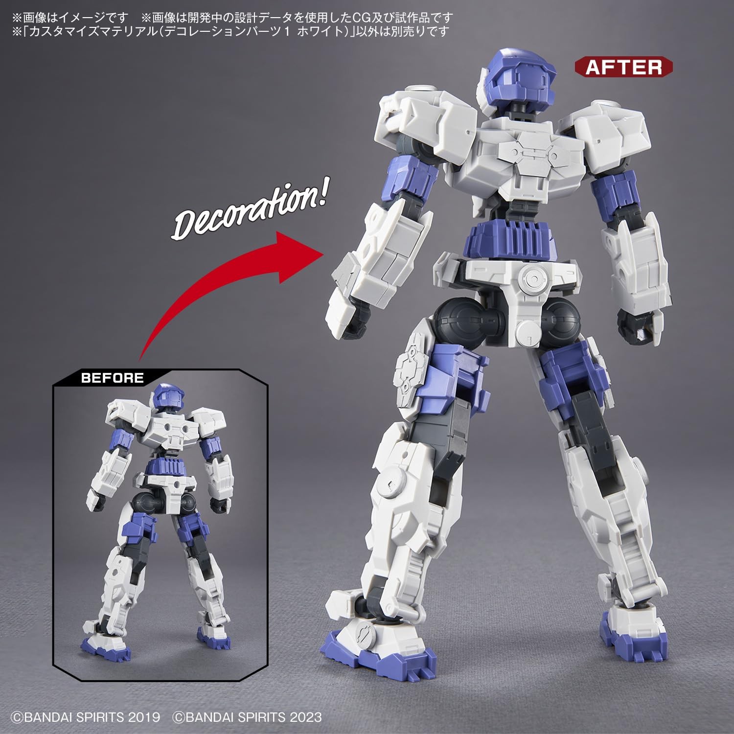 30MM Customizable Material (Decoration Parts 1 White & Gray) Set