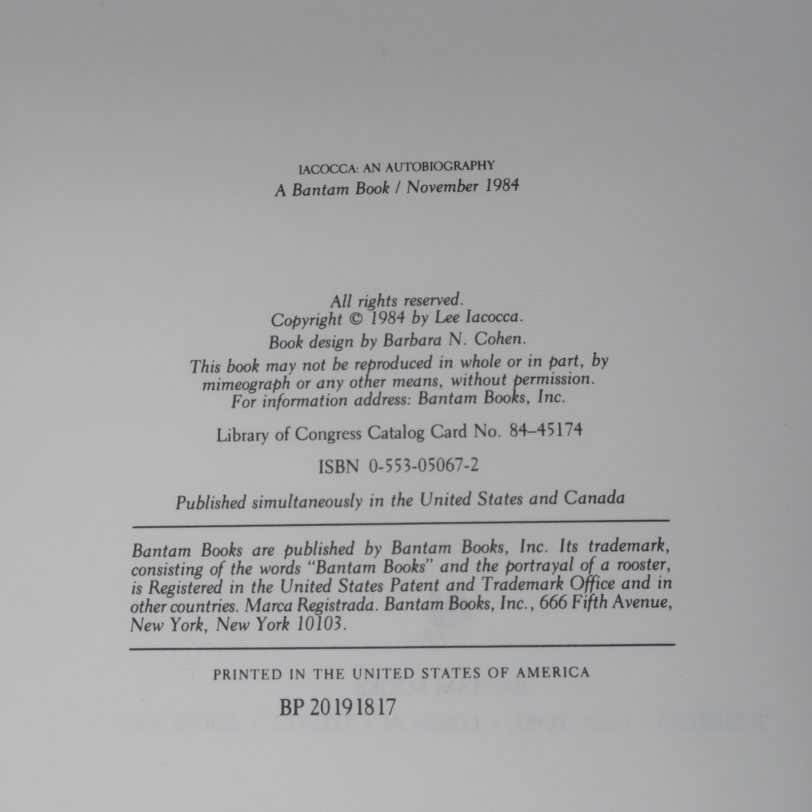 Lee Iacocca IACOCCA an Autobiography First Edition 1st Print Chrysler Ford