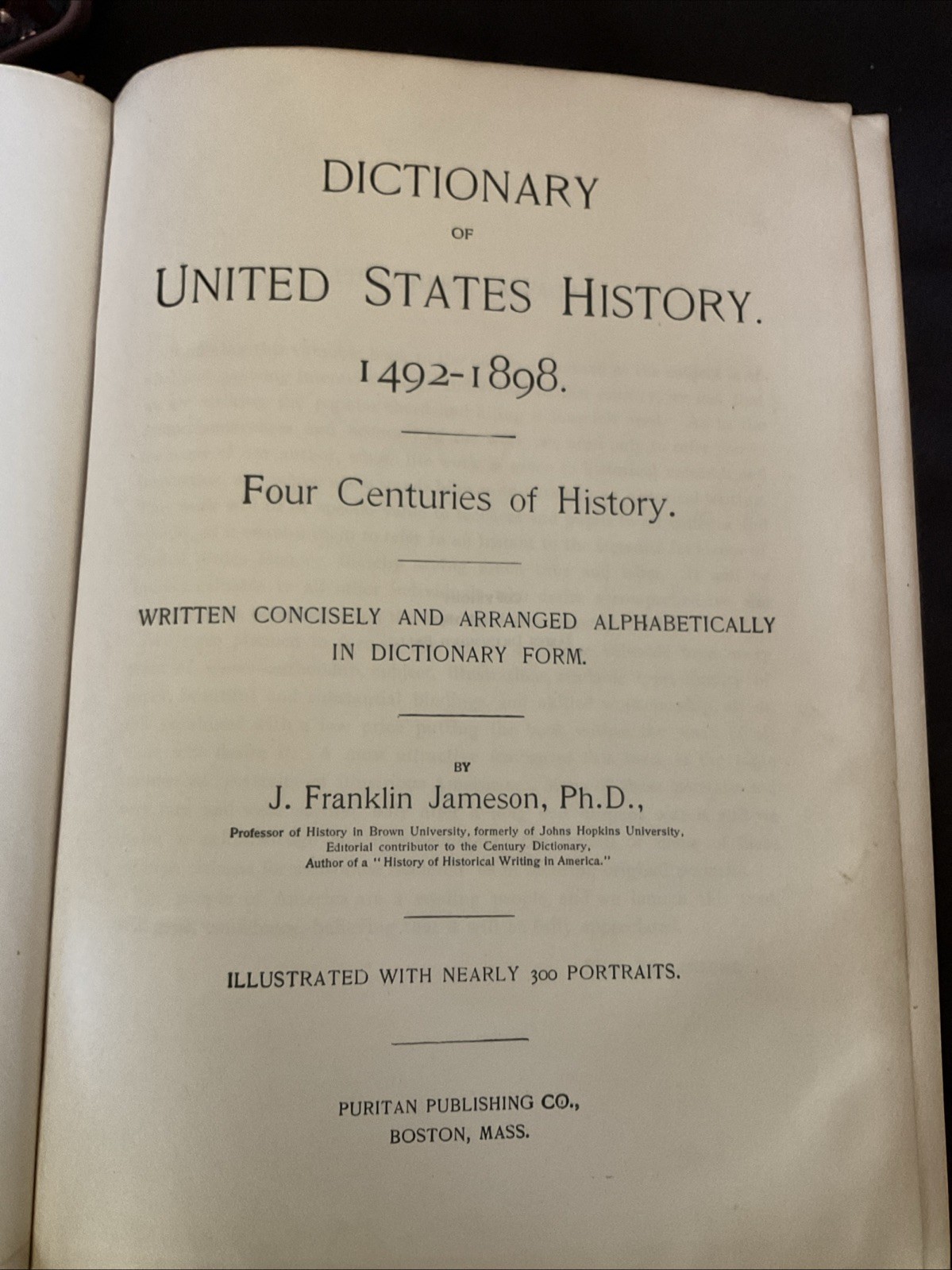 Dictionary of United States History 1492-1898 Jameson PhD, 25-A2879