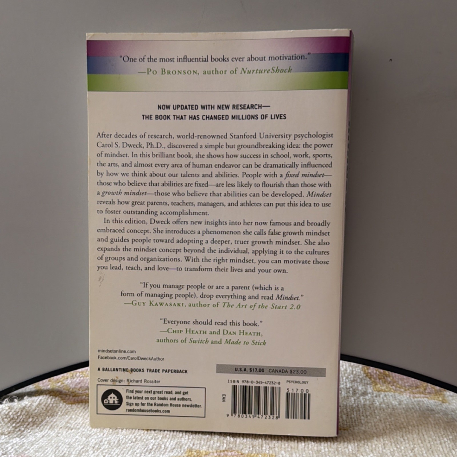Mindset by Carol S. Dweck. Self-Help Paperback Updated Edition Ballantine Books