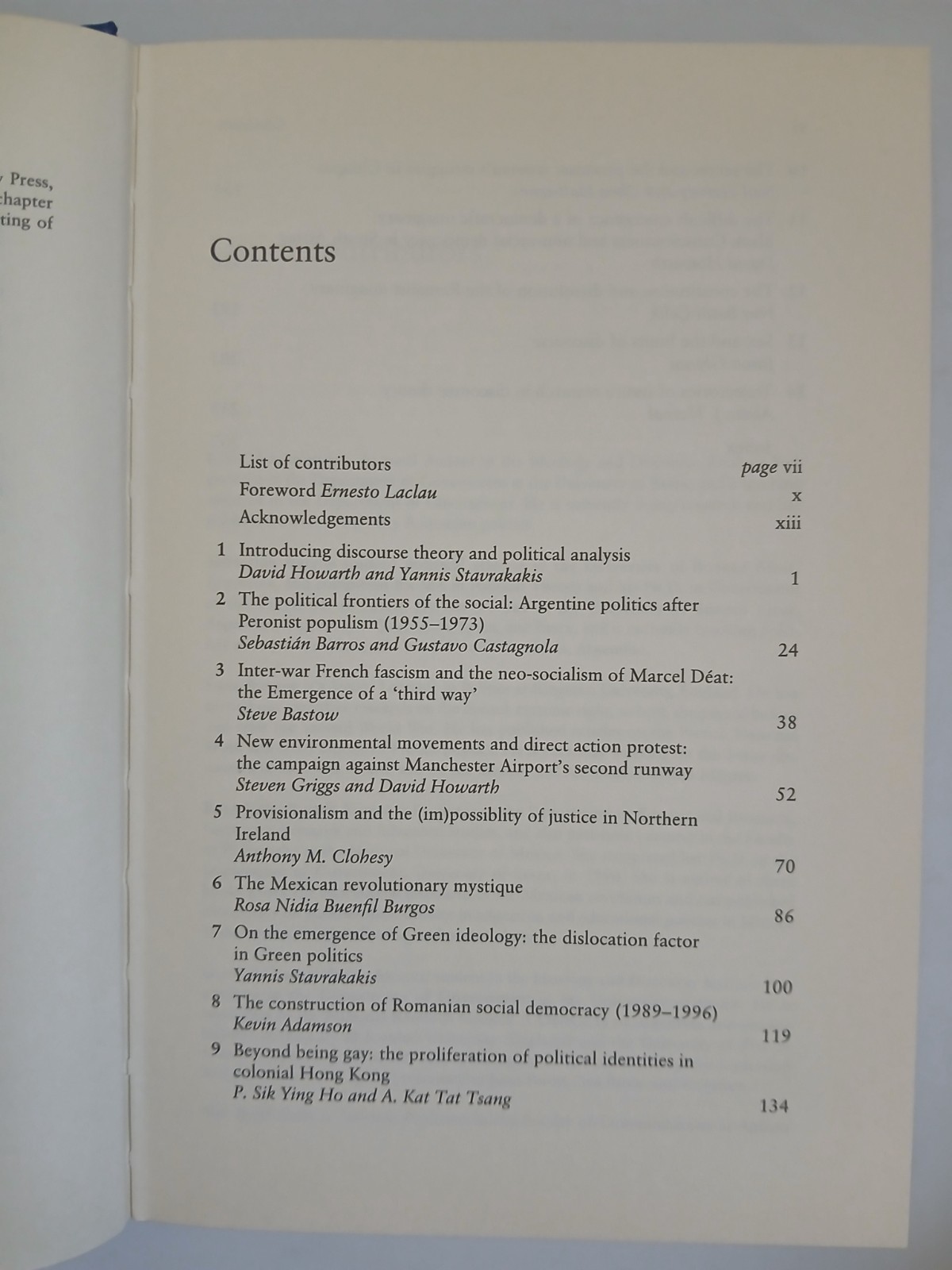 Discourse Theory And Political Analysis Various Authors 1st 2000 Hardback