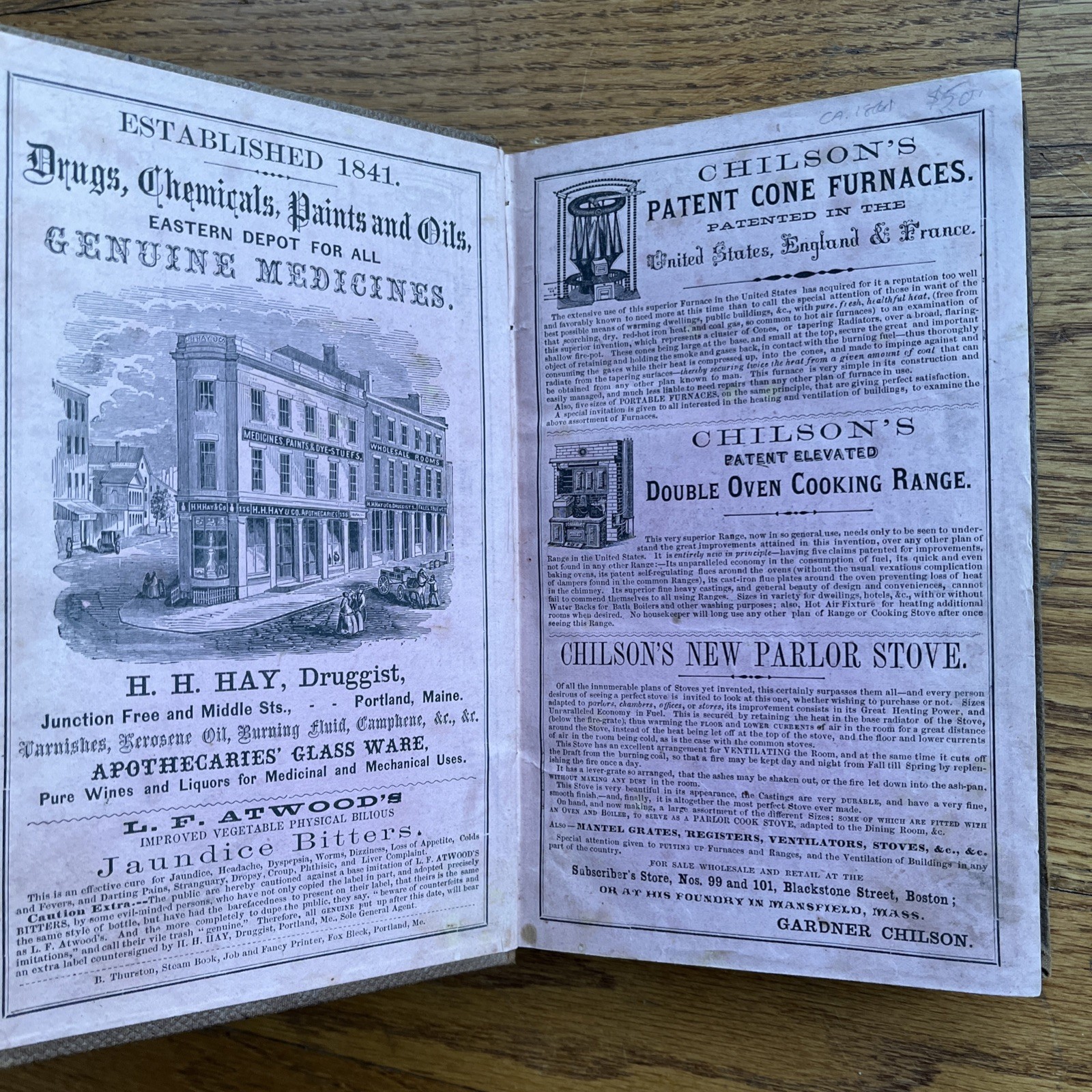 1861 Maine Directory 80+ Pages of Ads, Druggist, Wagons, Clothier – Genealogy!
