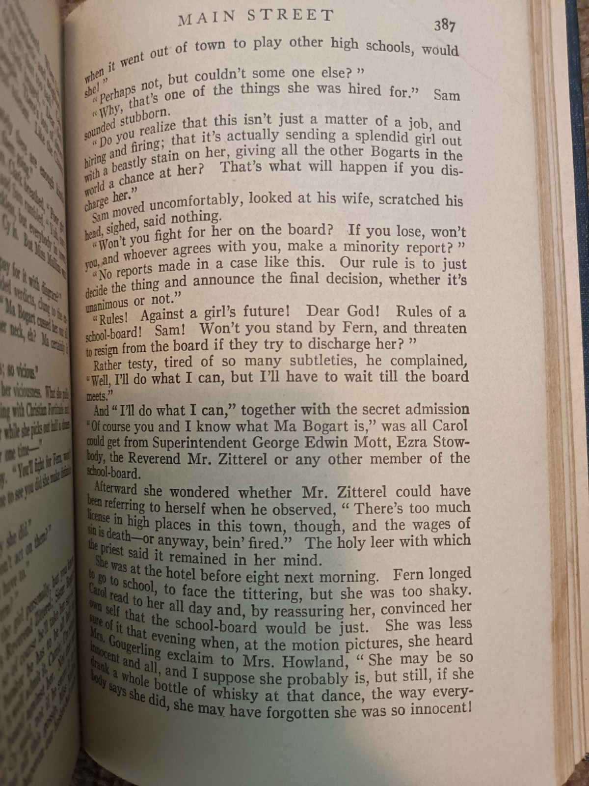 Main Street Sinclair Lewis 1920 1st Ed 1st Issue Page 387 Perfect Type HB&H