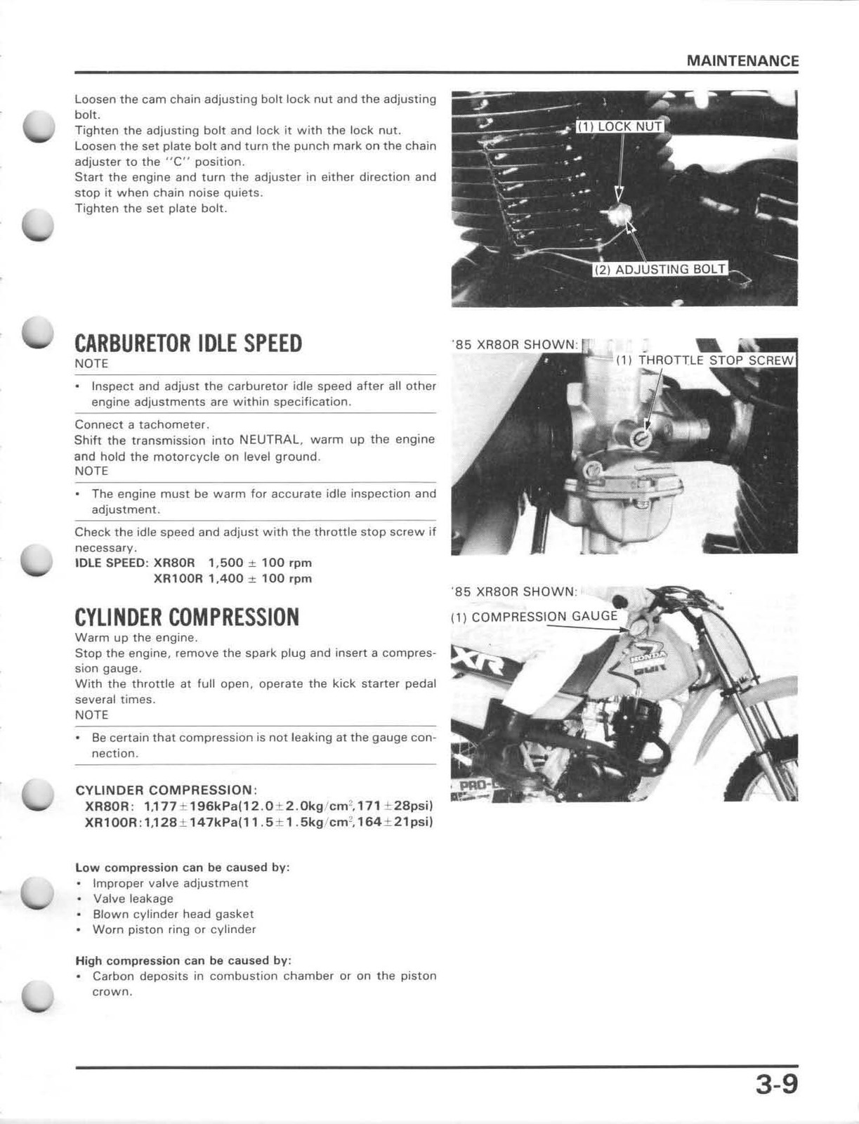 HONDA XR80R XR100R Motorcycle Service Manual 1985-1997, SPIRAL – FRONT & BACK