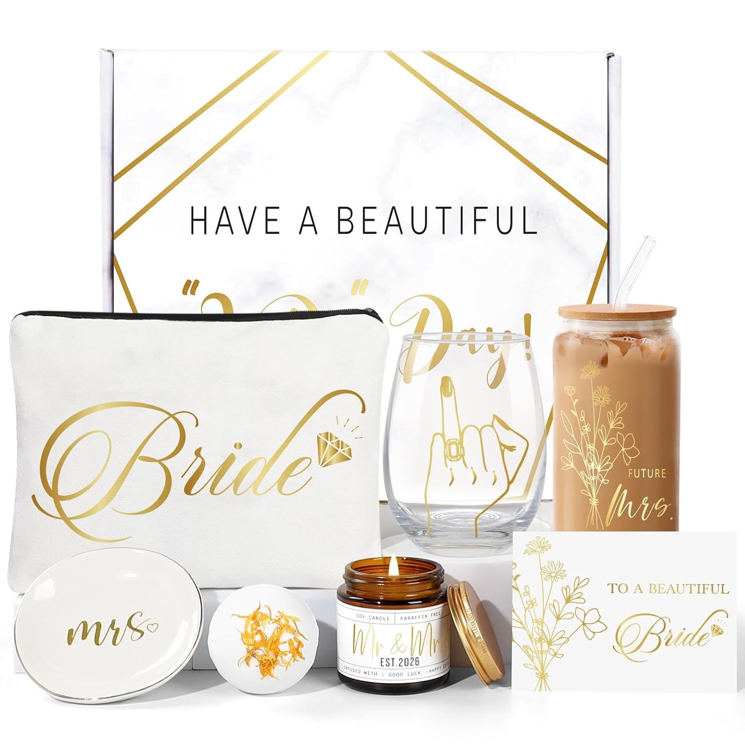 Elegant 7-Piece Bridal Shower Gift Set for Future Mrs – Romantic Keepsake