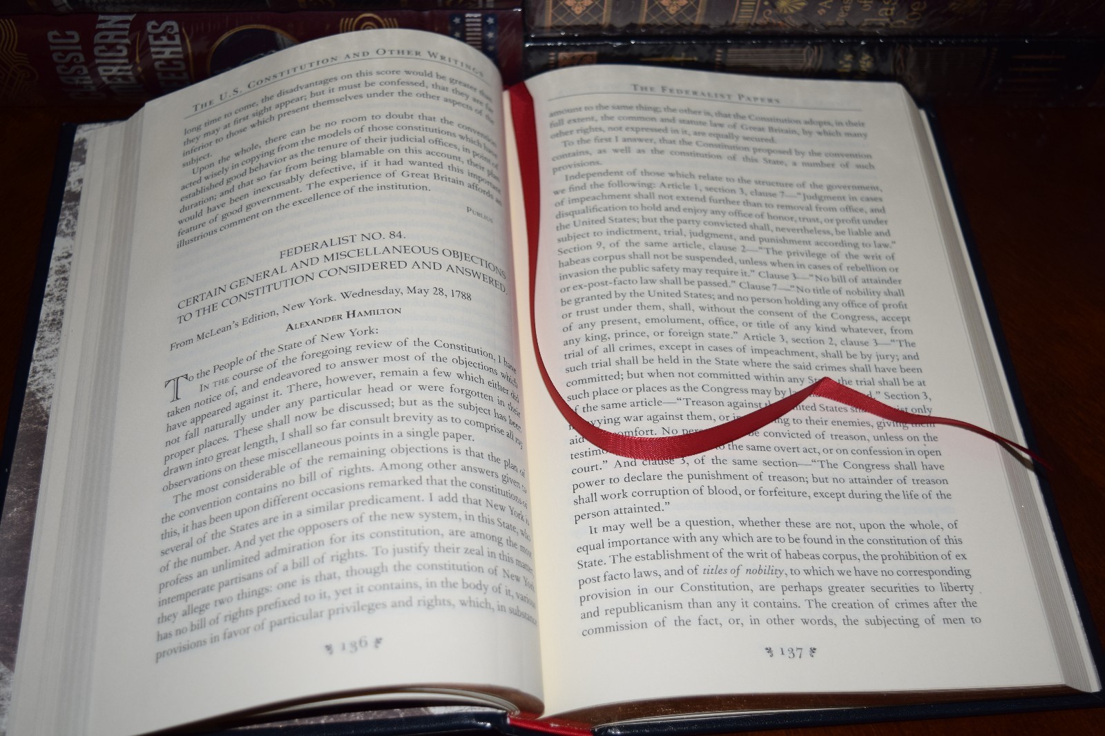 The U.S. Constitution Writings Federalist Papers New Leather Bound Collectible