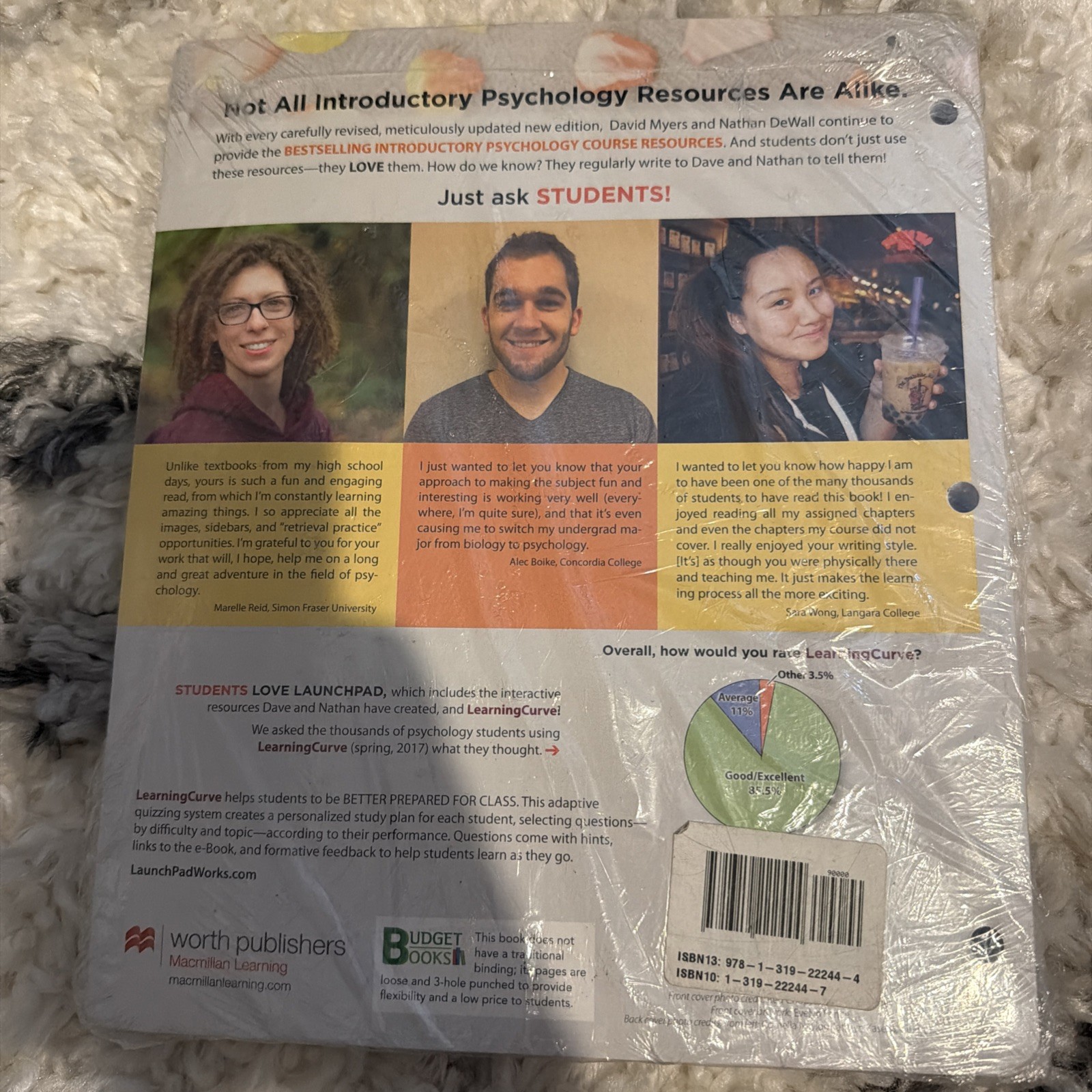 Psychology Nathan DeWall & David G. Myers 12th Edition 2017 Loose Leaf Text New