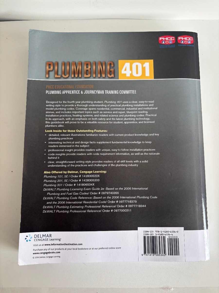 PHCC Plumbing 401 Textbook PHCC Educational Foundation Paperback Delmar Cengage