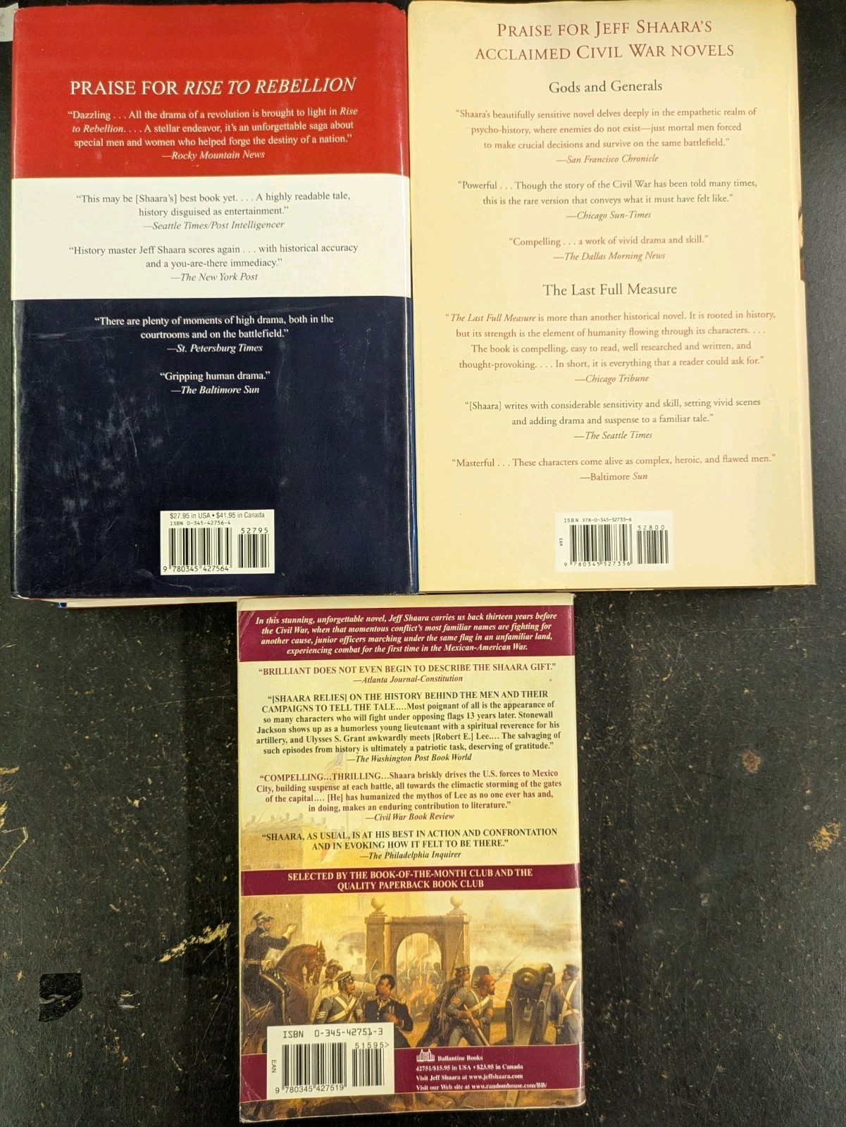 Lot Of 3 Jeff Shaara Books – Glorious Cause, Blaze Of Glory, Gone For Soldiers