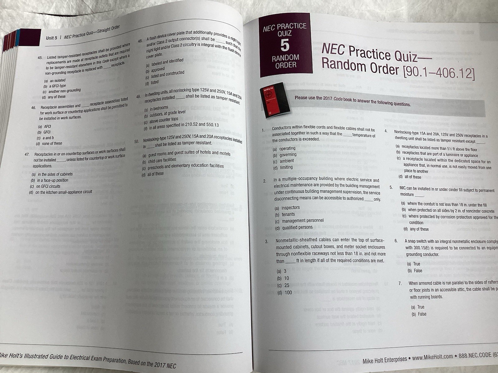 Mike Holt’s Electrical Exam Preparation textbook, Based on the 2017 NEC