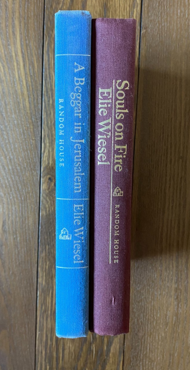 Elie Wiesel Lot of 2 A Beggar in Jerusalem 1970 & Souls on Fire 1972 HC DJ