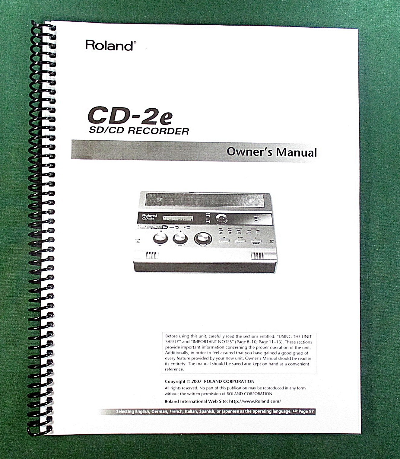 Roland CD-2e Owner’s Instruction Manual: 132 Pages & Protective Covers!