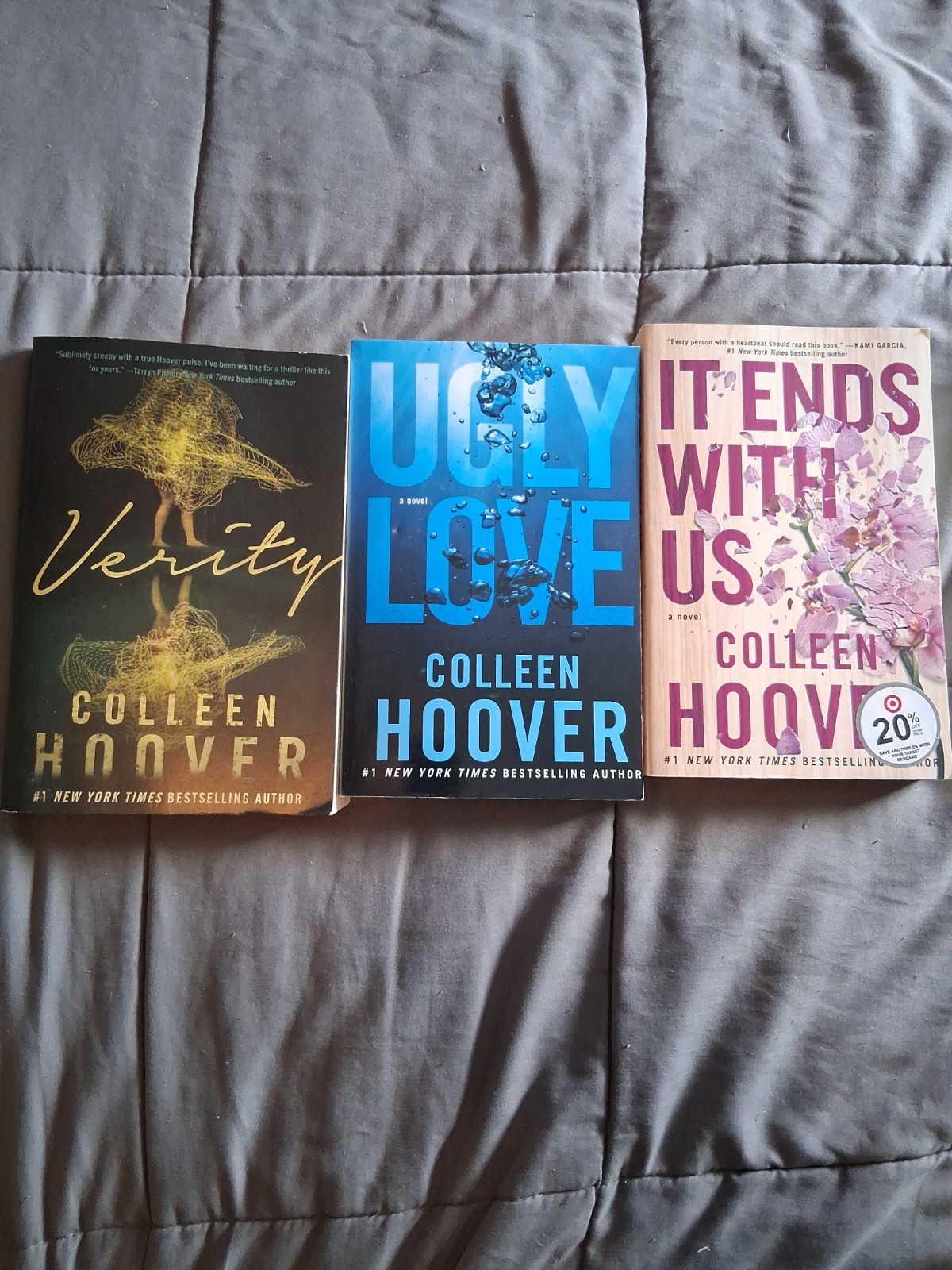 Colleen Hoover Book Bundle Lot of 3 Paperback Ugly Love, Verity, It Ends With us